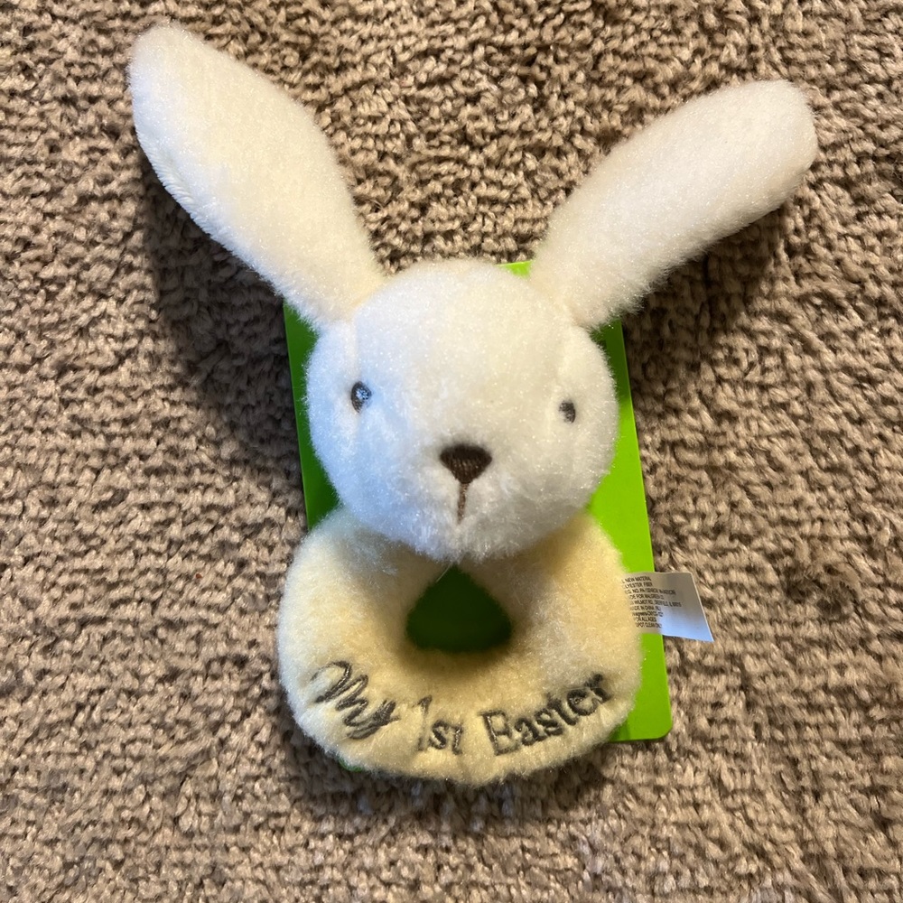 NWT My First Easter Happy Go Fluffy Baby Rattle